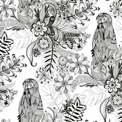 Colour-In Fat Quarter 100% Cotton Fabric - Doodling Flowers - Vera Fabrics