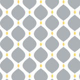 Grey Matter with Yellow Lattice Drops Cotton Fabric
