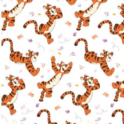 Licensed Disney Tigger Winnie the Pooh White Cotton Fabric - Vera Fabrics