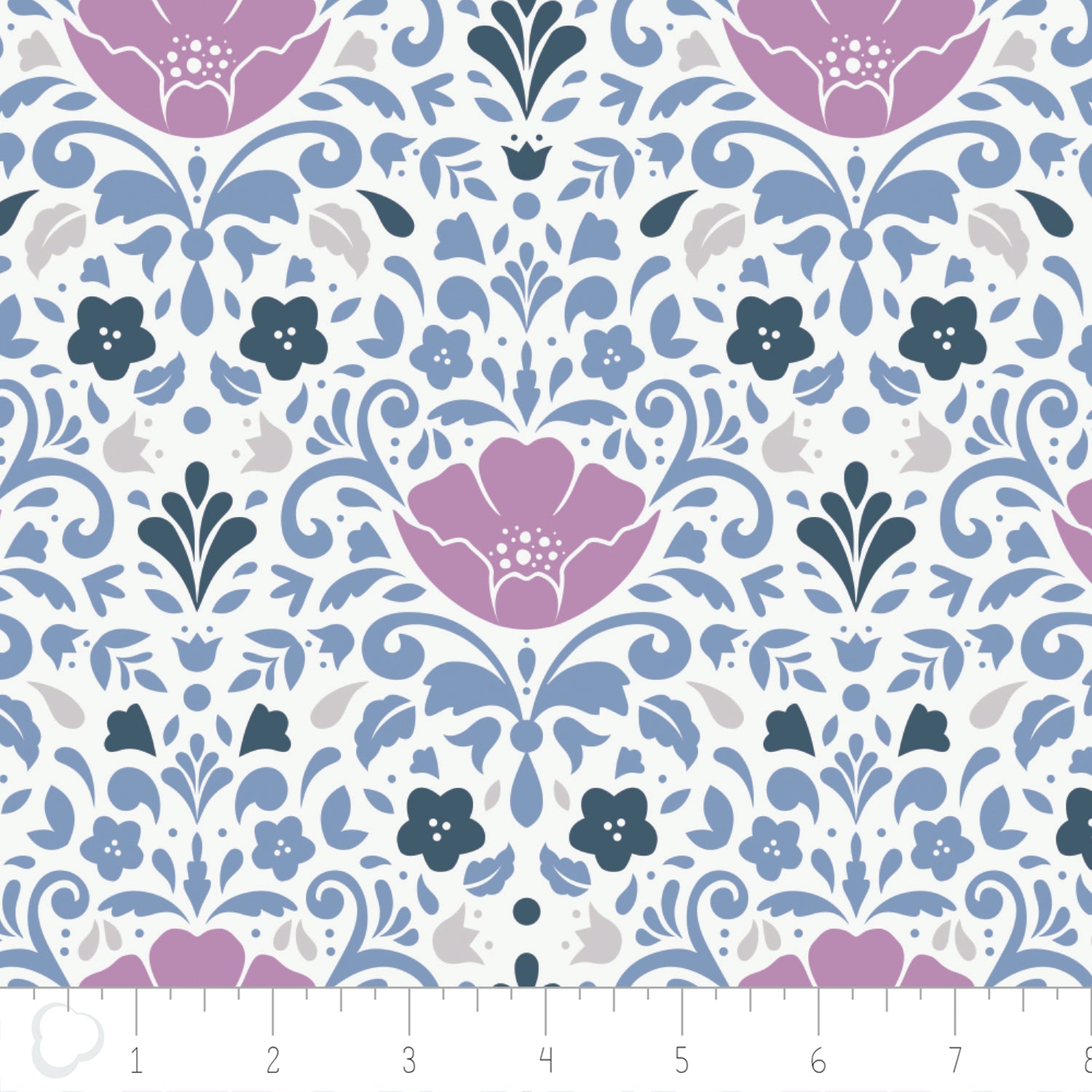 Ethereal Floral Damask in Orchid Cotton Fabric - Vera Fabrics