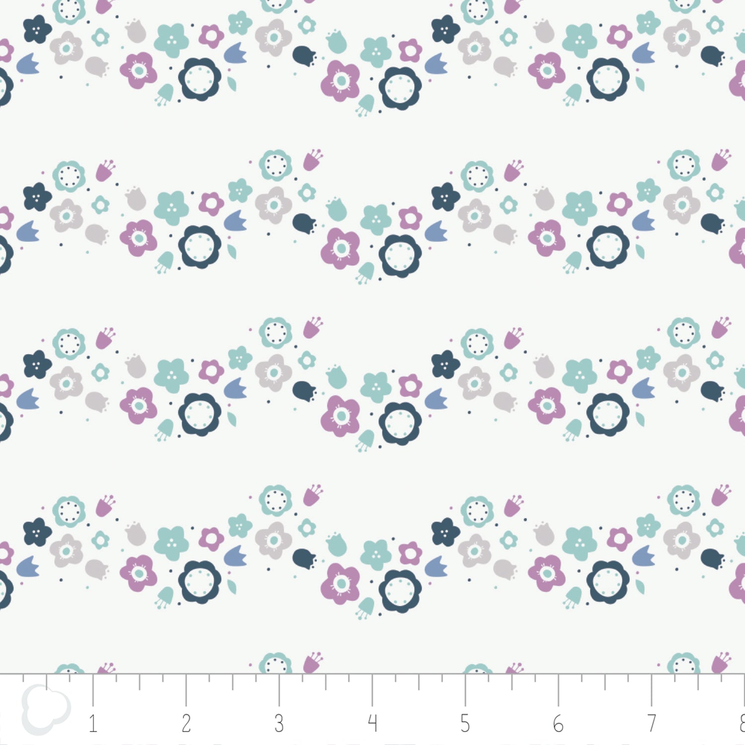 Ethereal Floral Scallops in White Cotton Fabric - Vera Fabrics