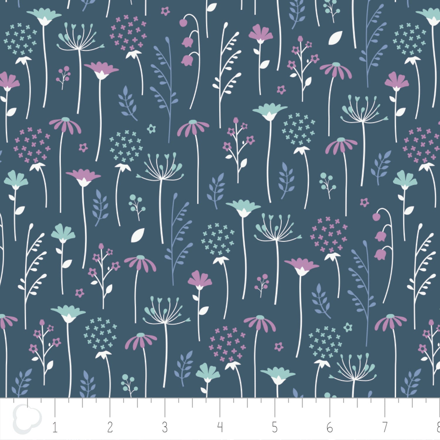 Ethereal Midnight Flowers Falling Cotton Fabric - Vera Fabrics