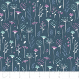 Ethereal Midnight Flowers Falling Cotton Fabric