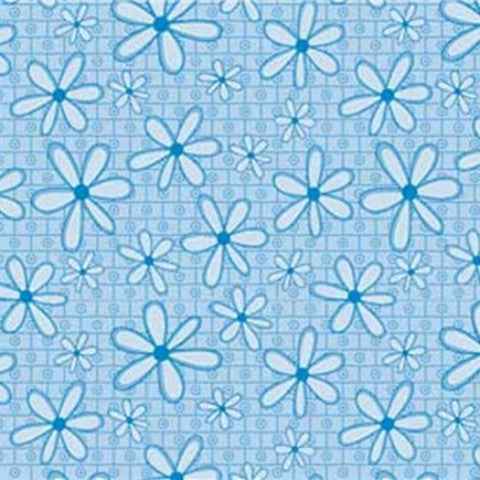 Blue Flowers Basically Hugs Cotton Fabric - Vera Fabrics