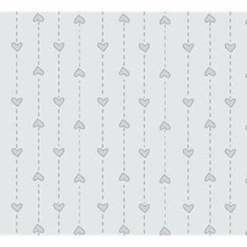 Pale Grey String of Hearts Basically Hugs Cotton Fabric - Vera Fabrics