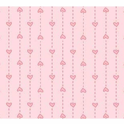Pink String of Hearts Basically Hugs Cotton Fabric - Vera Fabrics