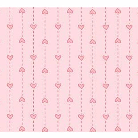 Pink String of Hearts Basically Hugs Cotton Fabric - Vera Fabrics