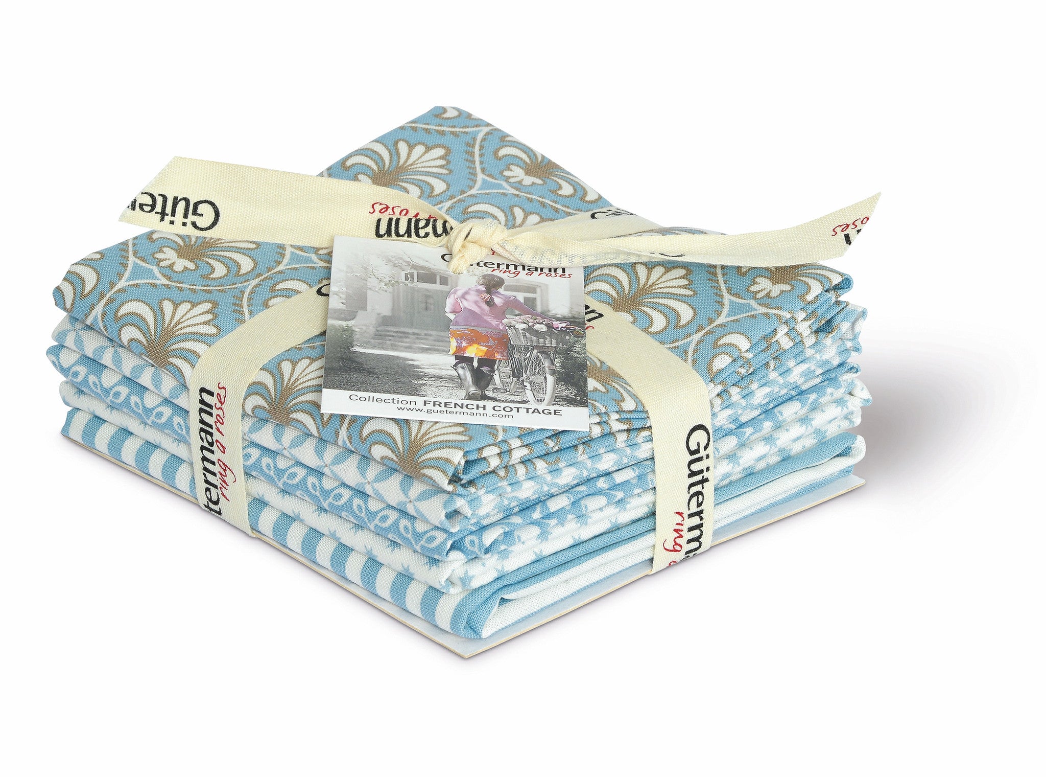 Blue French Cottage Cotton Fabric Fat Quarter Bundle - Vera Fabrics