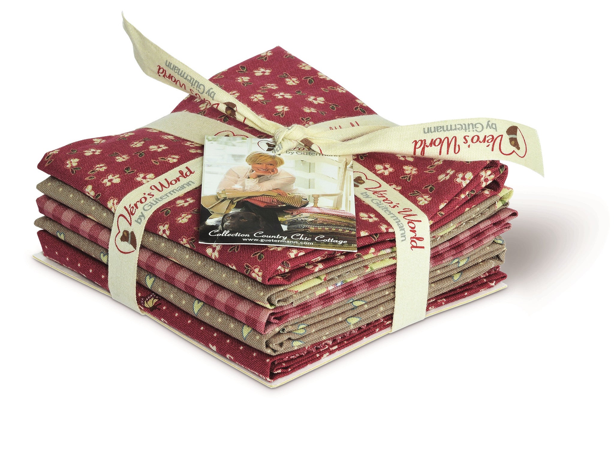 Red & Brown Country Chic Cottage Cotton Fabric Fat Quarter Bundle - Vera Fabrics