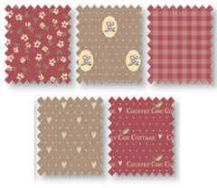 Red & Brown Country Chic Cottage Cotton Fabric Fat Quarter Bundle - Vera Fabrics