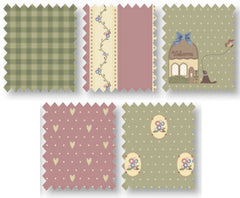 Green & Pink Country Chic Cottage Cotton Fabric Fat Quarter Bundle - Vera Fabrics