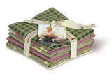 Green & Pink Country Chic Cottage Cotton Fabric Fat Quarter Bundle