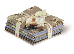 Brown & Blue Country Chic Cottage Cotton Fabric Fat Quarter Bundle - Vera Fabrics