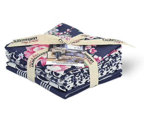 Navy Long Island Cotton Fabric Fat Quarter Bundle - Vera Fabrics