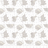 Licensed Disney Dumbo Elephant Stars in Dark Taupe Cotton Fabric