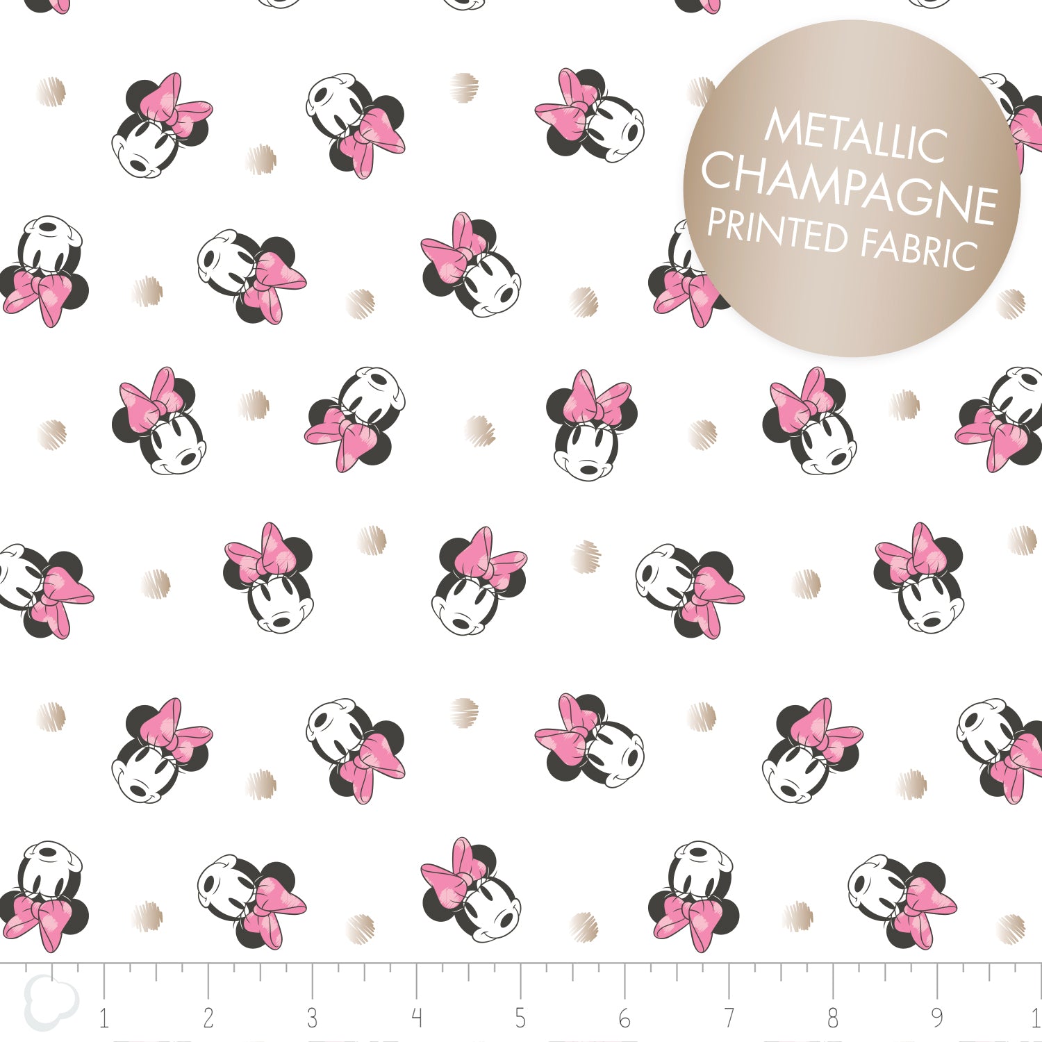 Licensed Disney Minnie Mouse Metallic Spots Cotton Fabric - Vera Fabrics