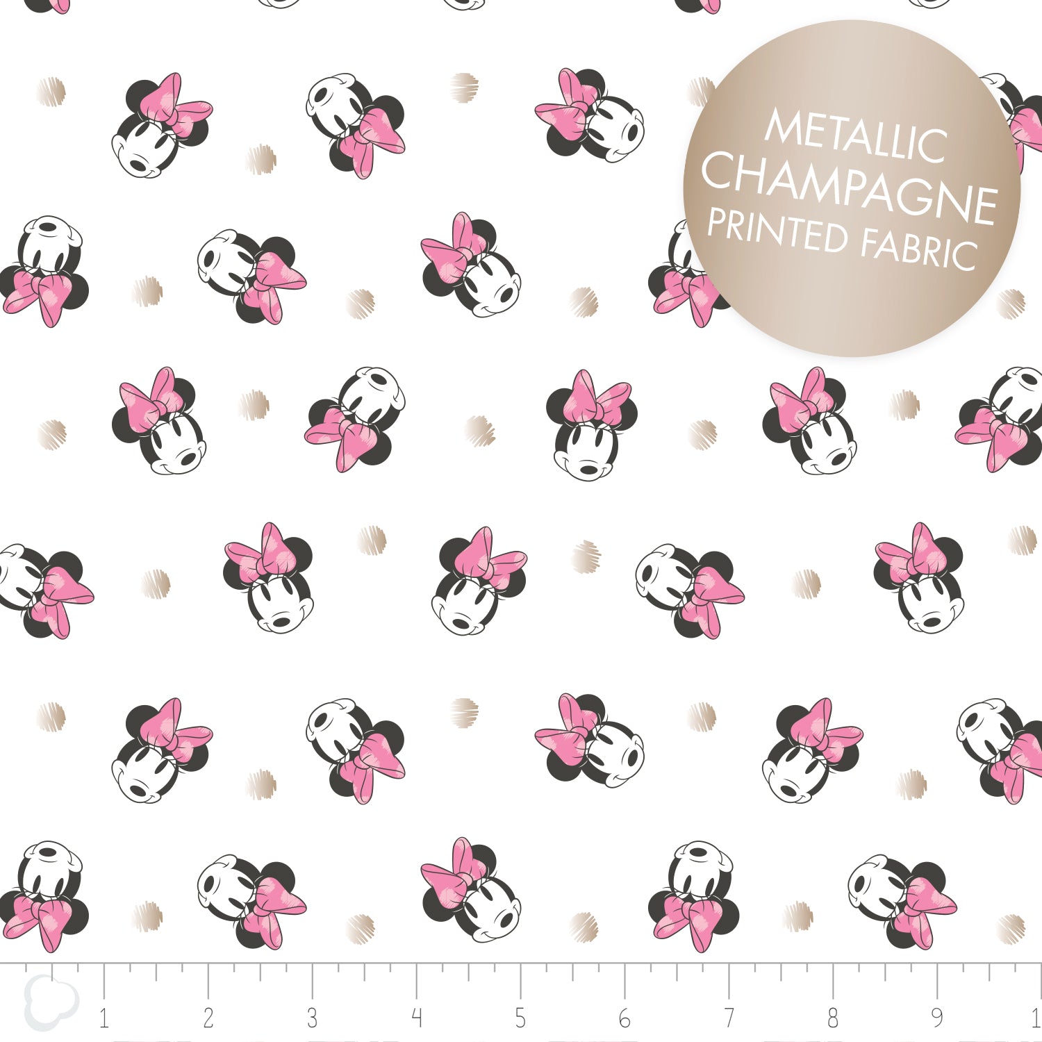 Licensed Disney Minnie Mouse Metallic Spots Cotton Fabric - Vera Fabrics
