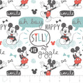 Licensed Disney Mickey Mouse White Oh Boy Giggle Cotton Fabric - Vera Fabrics