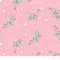 Licensed Disney Tinkerbell Pixie Dust in Pink with Stars Cotton Fabric - Vera Fabrics