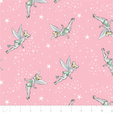 Licensed Disney Tinkerbell Pixie Dust in Pink with Stars Cotton Fabric