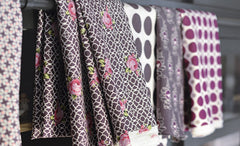 Dark Purple Lattice Roses Fenton House Cotton Fabric - Vera Fabrics