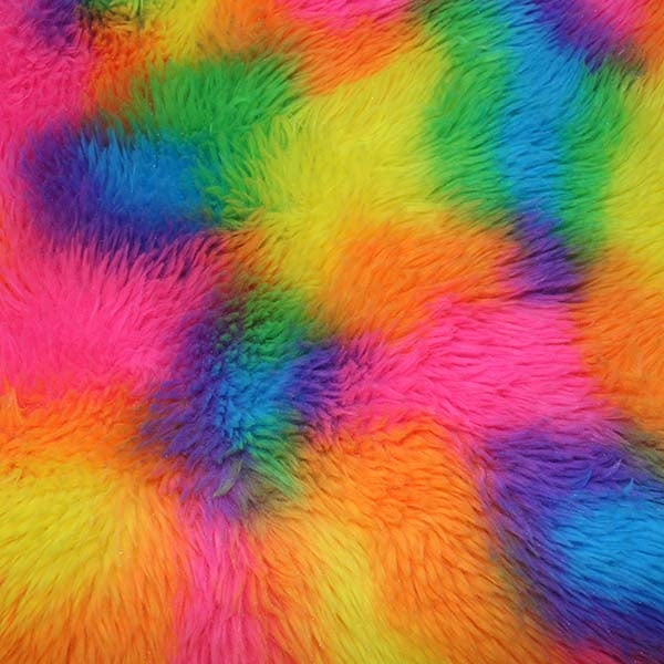 100% Polyester Rainbow Fur Fabric 60"