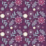 Deep Purple Large Flowers Cotton Fabric