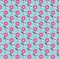 Turquoise Daisy Flowers Cotton Fabric - Vera Fabrics