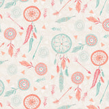 Mint & Orange Dream Catchers Cotton Fabric