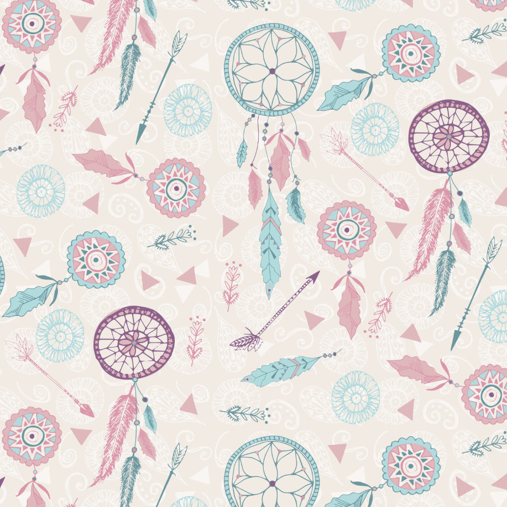 Blue & Purple Dream Catchers Cotton Fabric - Vera Fabrics