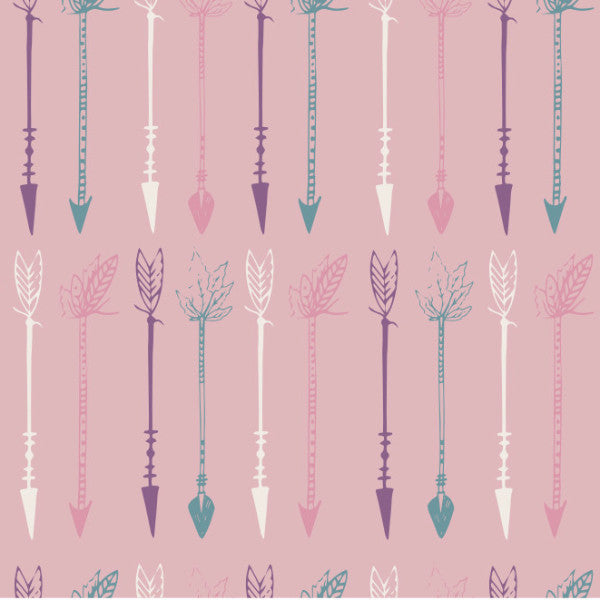 Dusty Pink Arrows Cotton Fabric - Vera Fabrics