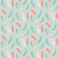 Dark Mint Feathers Cotton Fabric - Vera Fabrics