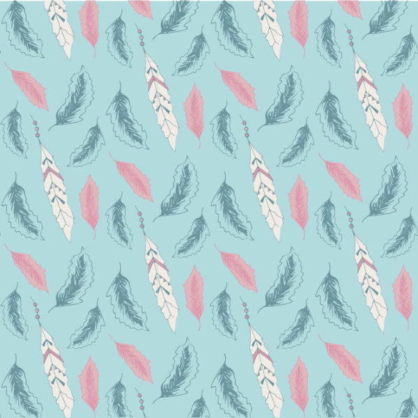 Blue Feathers Cotton Fabric - Vera Fabrics