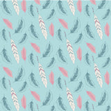Blue Feathers Cotton Fabric
