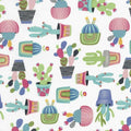 Potted Cactus Fun Summer Cacti Plants Novelty Print Cotton Fabric - Vera Fabrics