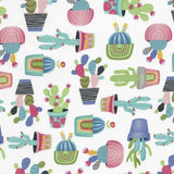 Potted Cactus Fun Summer Cacti Plants Novelty Print Cotton Fabric