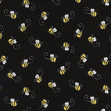 Buzzing Bees on Honeycomb Black Novelty Cotton Fabric