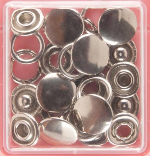 Button Snaps: Silver - Solid Top, 11mm - 3 Sets - Vera Fabrics