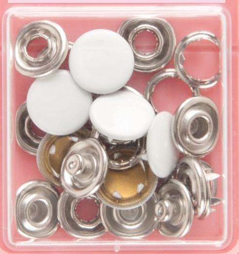 Button Snaps: White - Solid Top, 11mm - 3 Sets - Vera Fabrics
