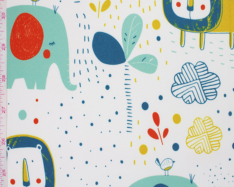 100% Polyester Lion & Elephant Fleece Backed Soft Shell 58" Fabric