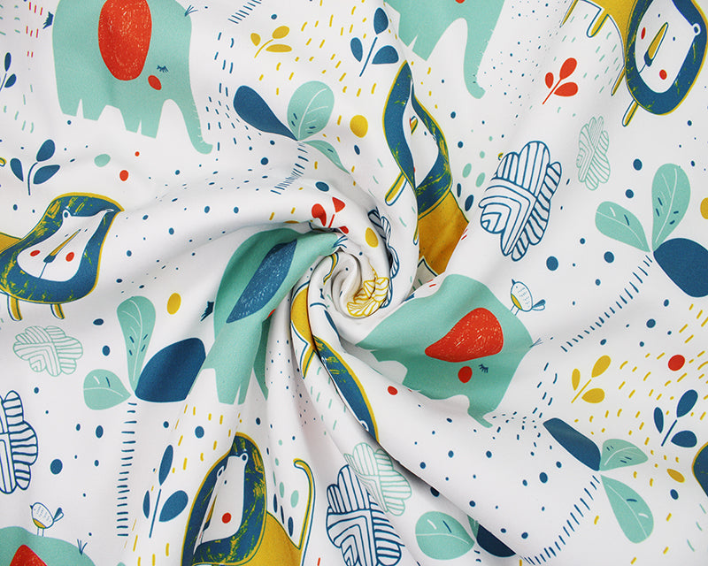 100% Polyester Lion & Elephant Fleece Backed Soft Shell 58" Fabric