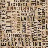 Tan Coffee Cafe Words Latte/Americano/Espresso Cotton Fabric