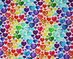 95% Cotton 5% Elastane Watercolour Rainbow Hearts Jersey 57