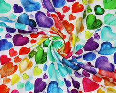 95% Cotton 5% Elastane Watercolour Rainbow Hearts Jersey 57