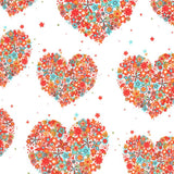 Hearts & Flowers Orange Cotton Fabric