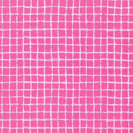 Pink Pretty Grid Tweet Me Cotton Fabric - Vera Fabrics