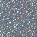 Grey Flowers Bitty Blooms Cotton Fabric - Vera Fabrics
