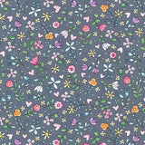 Grey Flowers Bitty Blooms Cotton Fabric