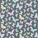 Grey Butterfly Folly Stitches Cotton Fabric