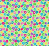 Multi Flowers on Green P&B's Bloom Cotton Fabric